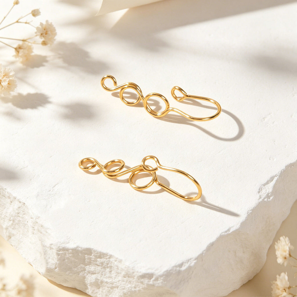 Handmade Twisted Multi Loop Wire Ear Cuffs No Piercing Gold Cartilage Ear Clips