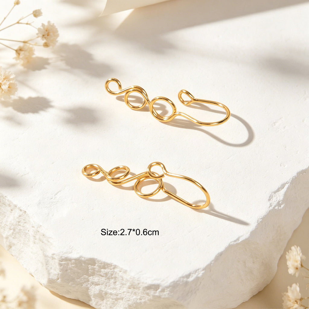 Handmade Twisted Multi Loop Wire Ear Cuffs No Piercing Gold Cartilage Ear Clips