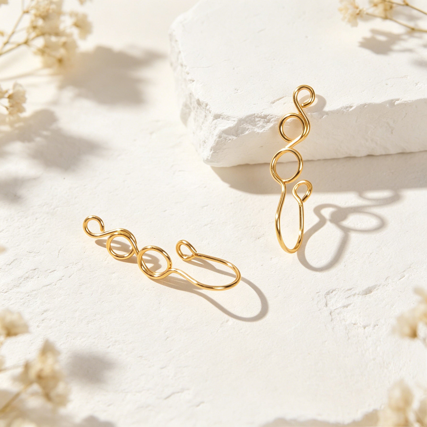 Handmade Twisted Multi Loop Wire Ear Cuffs No Piercing Gold Cartilage Ear Clips