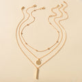 3 pcs Multilayer Bar Disc Pendant Dainty Necklaces Gold Layered Chain Chokers