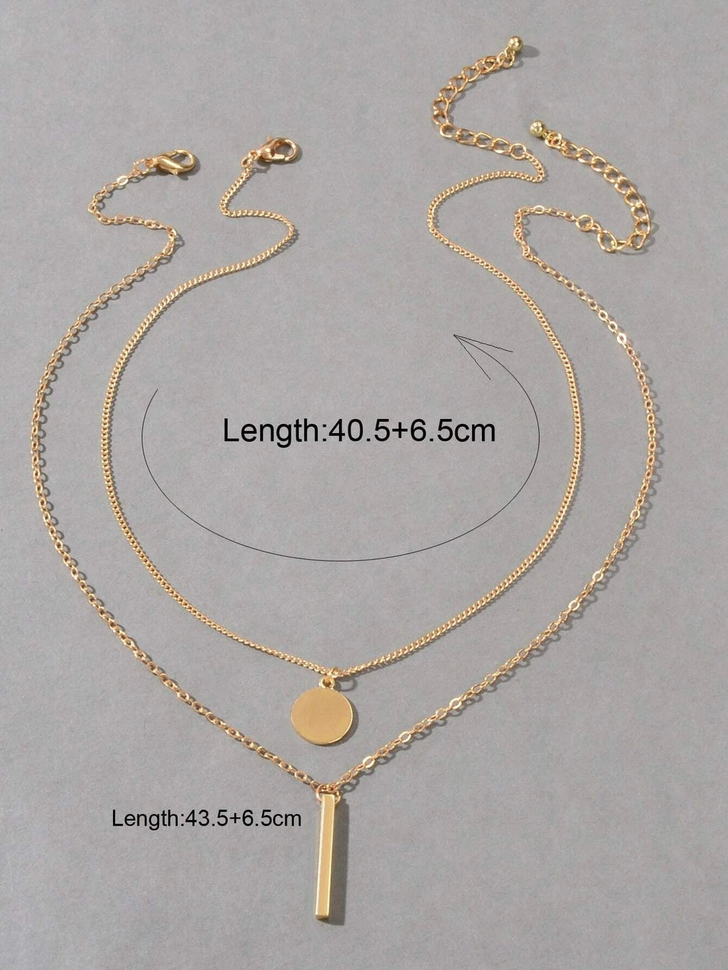 2 pcs Trendy Daily Gold Chain Disc Stick Charm Necklace Minimalist Jewelry Gifts