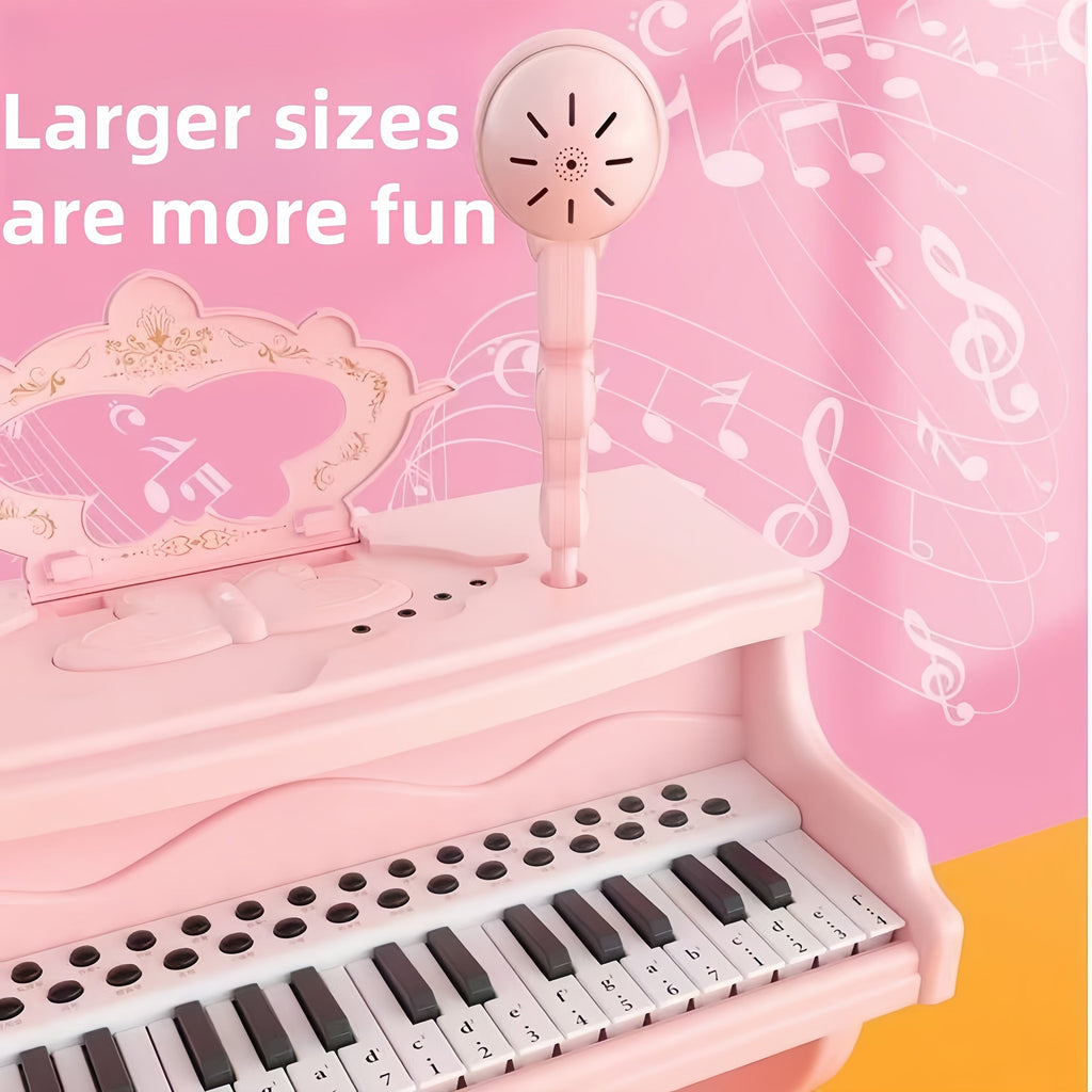 Pink Electronic Piano for Kids with Microphone