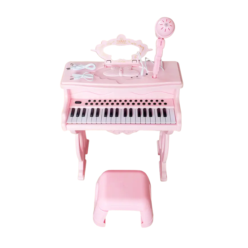 Pink Electronic Piano for Kids with Microphone