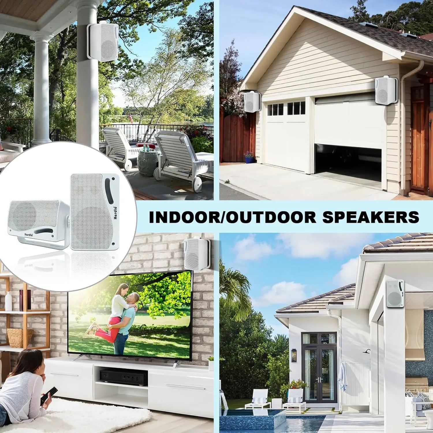 200W Passive Outdoor Speakers Waterproof Marine (White)