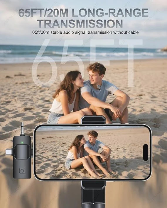 Wireless Lavalier Microphone for iPhone Android Live Recording