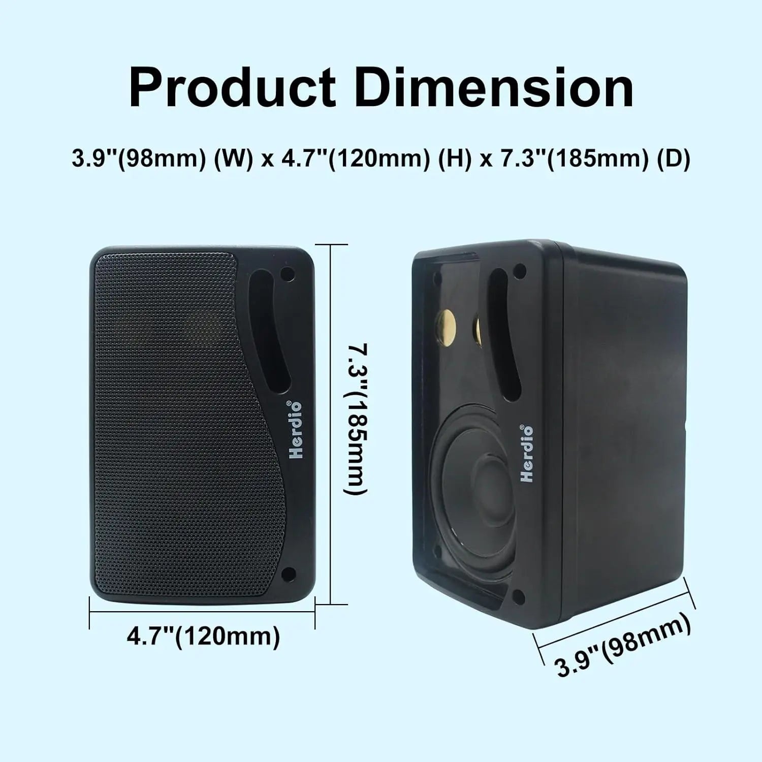 3-Way Waterproof Wall Mount Speakers Black