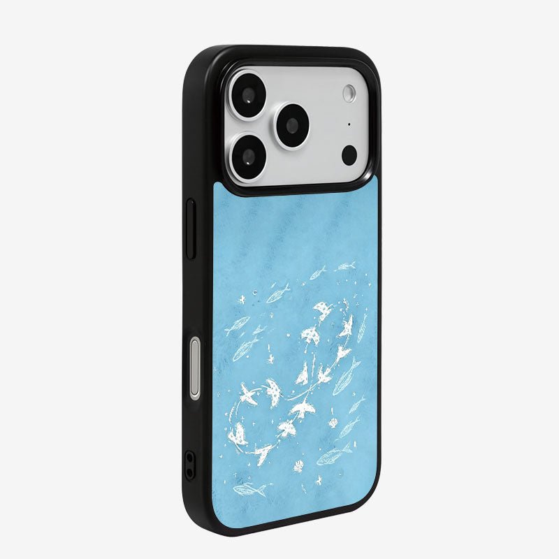 Casey Birds and Fish Ocean Blue Magnetic Matte Phone Case – Anti-Fingerprint Protective Cover