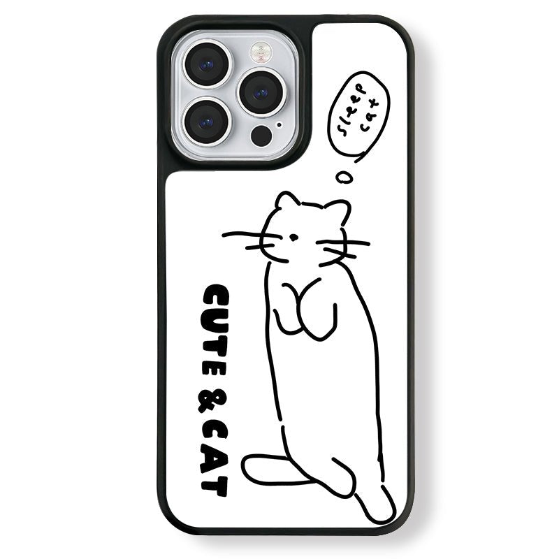 Casey Sleepy Cat Minimalist Line Art AG Matte Phone Case – Slim MagSafe Anti-Fingerprint TPU Protective Cover