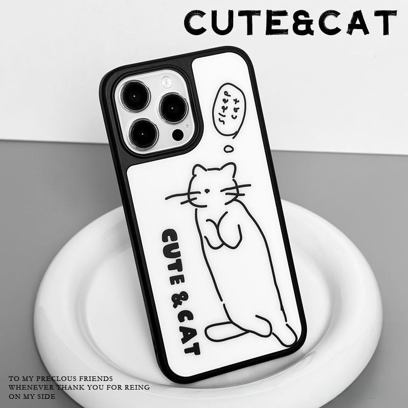 Casey Sleepy Cat Minimalist Line Art AG Matte Phone Case – Slim MagSafe Anti-Fingerprint TPU Protective Cover
